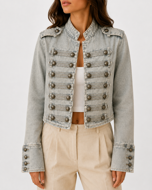 Ofelia Jacket Militar Denim Short With Details Metalicos – Sienna Noosa