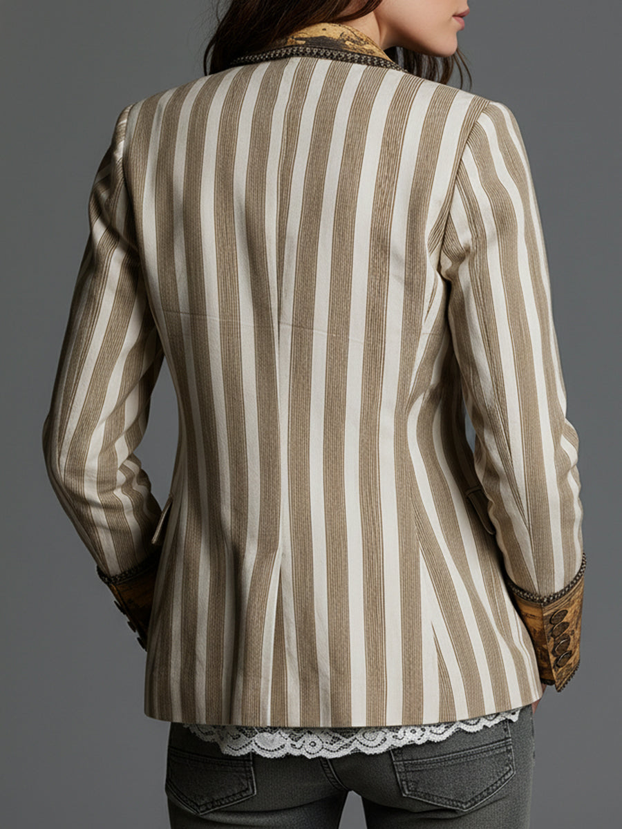 Womens Boho Striped Printed Lapel Blazer – Sienna Noosa