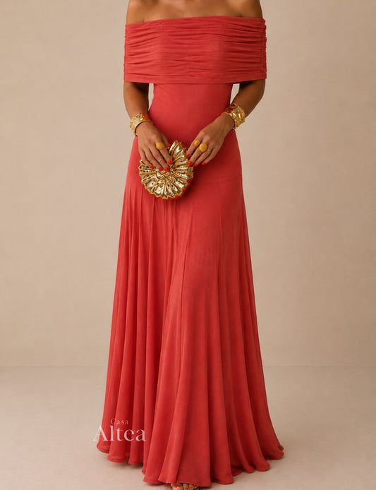 Estefanía Rocio Maxi Dress Shoulders Off-shoulder With Aberturas – Sienna Noosa