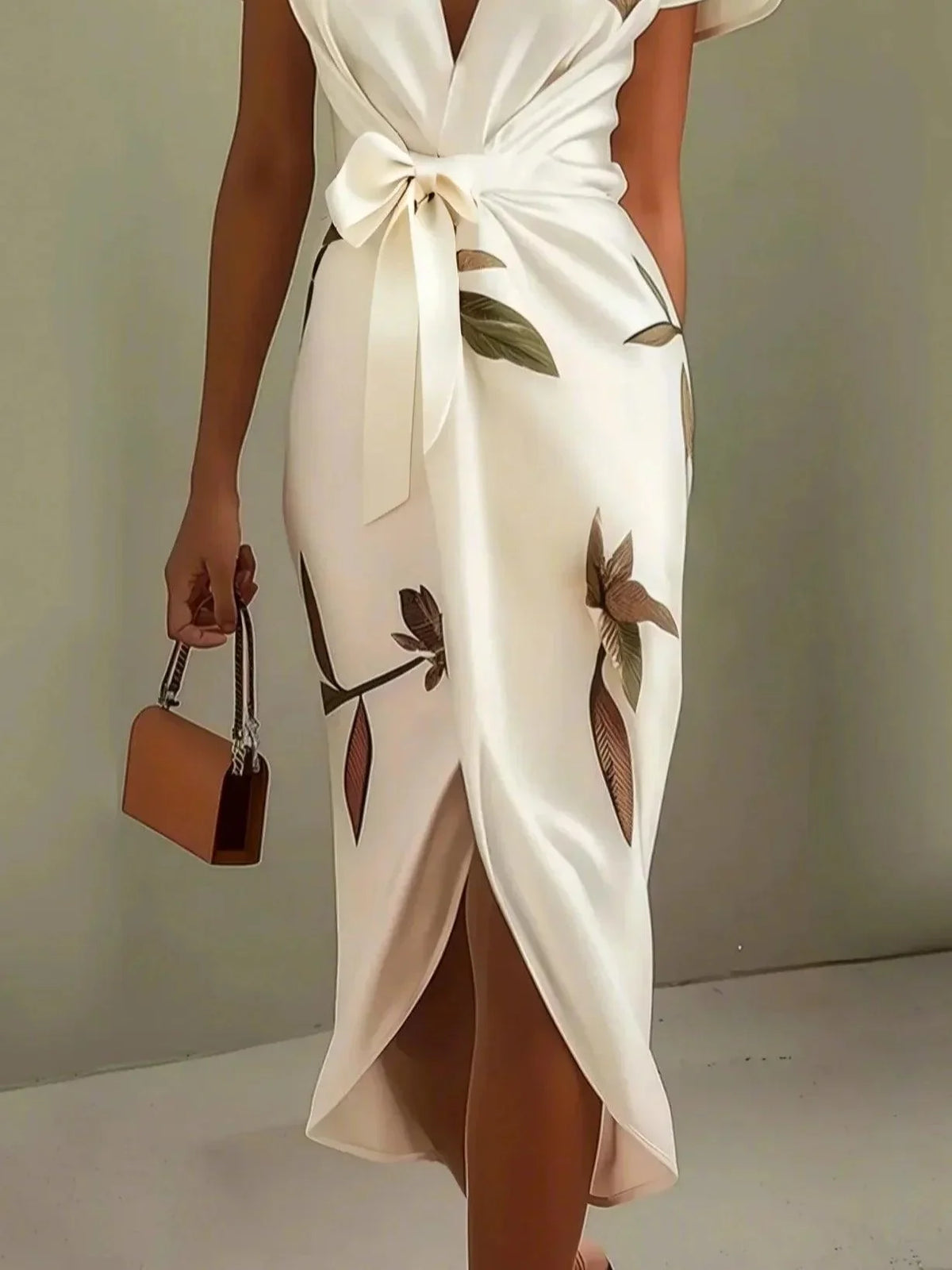 V Neck Urban Leaf H Line Midi Dress for Women – Sienna Noosa