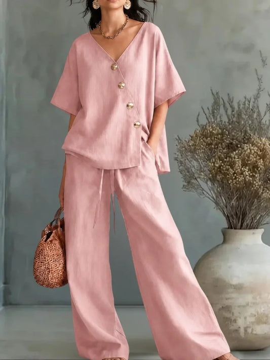 Celia Set With Neckline In V And Buttons – Sienna Noosa