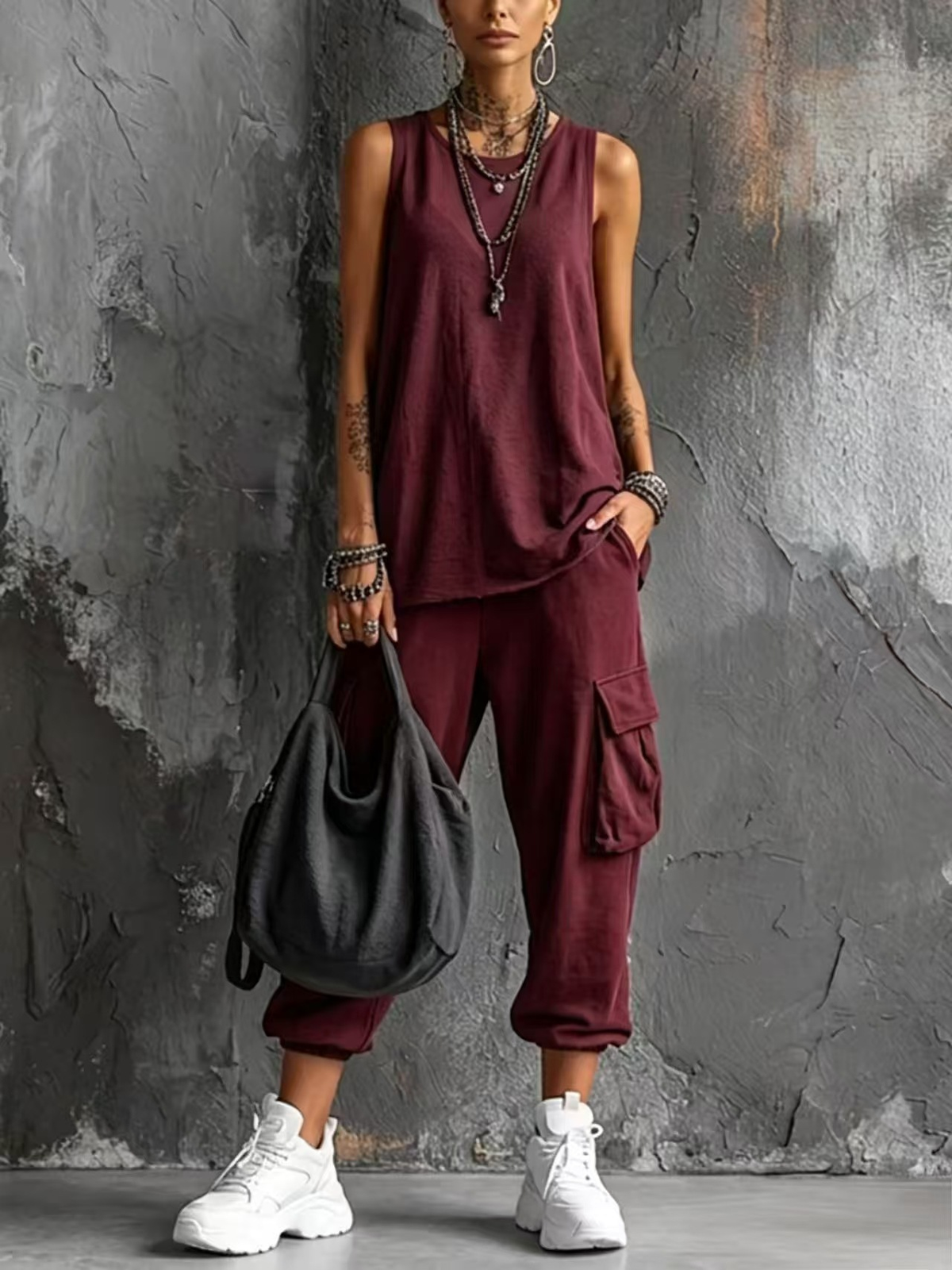 Dark Gray Vest and Jogger Cargo Pants Casual Suit – Sienna Noosa