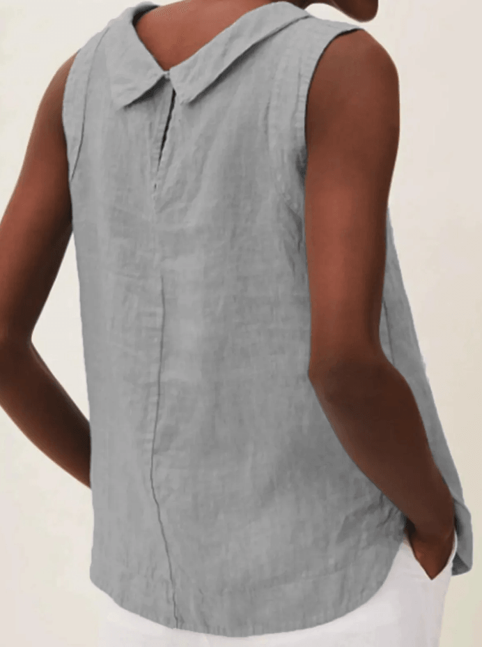 Linen Short Sleeved Blouse with A-line Round Necke38 – Sienna Noosa