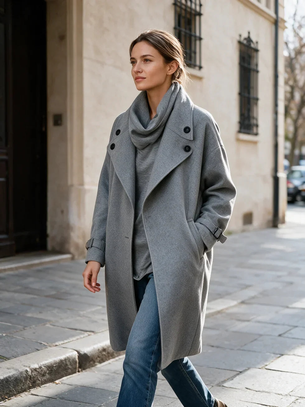 Abrigo Midi Holgado de Mezcla de Lana – Sienna Noosa