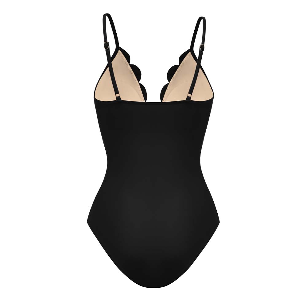 Black Laser Cutting Flower Hollow One Piece Swimsuit and Skirt – Sienna Noosa