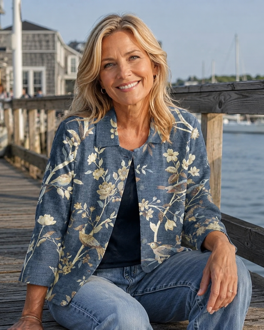 Oriella | Painted Bird Print Relaxed Open Shirt – Sienna Noosa