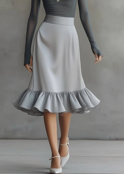 Susana Grey One Shoulder Long Sleeve Top and Ruffle Hem Midi Dress Set – Sienna Noosa
