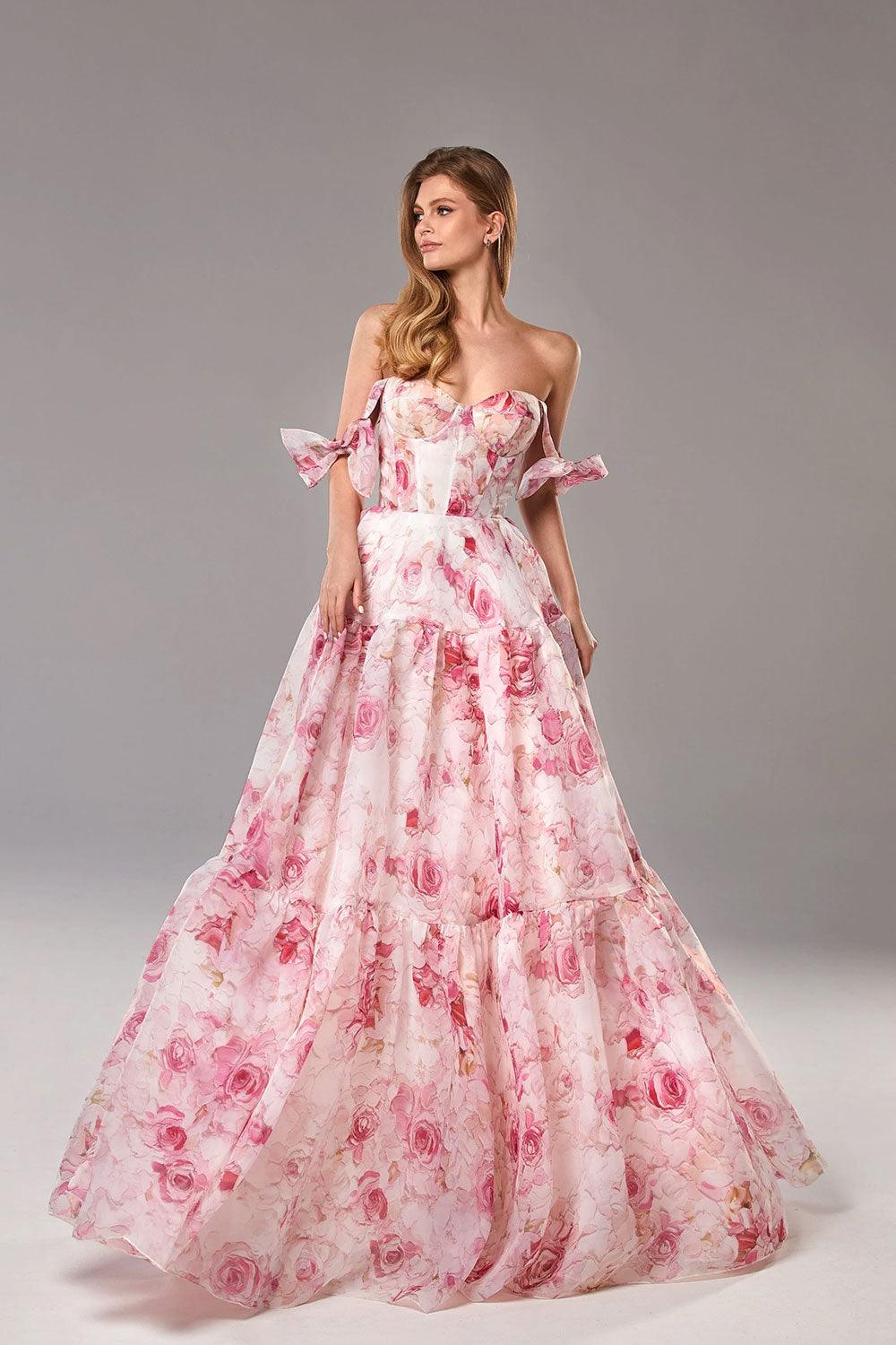 Organza Floral Print Tie Strap Maxi Dress – Sienna Noosa