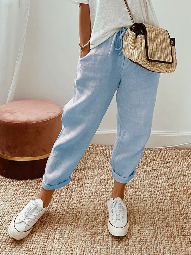 Solid Color Insert Pocket Drawstring Casual Pants – Sienna Noosa