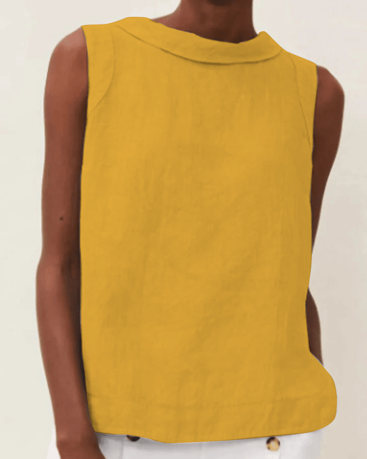 Linen Short Sleeved Blouse with A-line Round Necke38 – Sienna Noosa