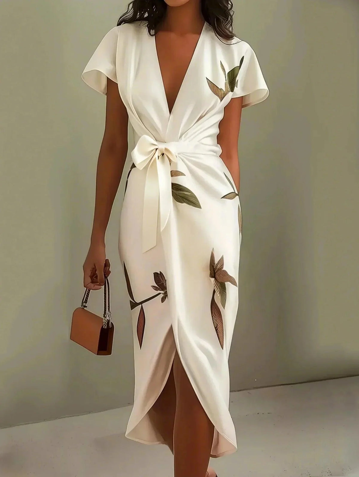 V Neck Urban Leaf H Line Midi Dress for Women – Sienna Noosa
