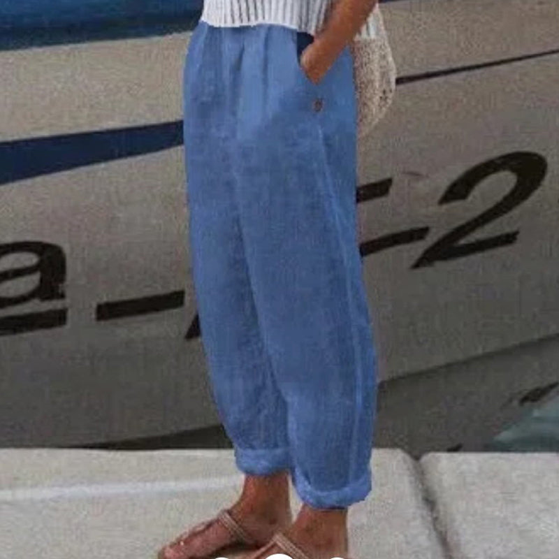 Cotton Linen Solid Color Casual Pants – Sienna Noosa
