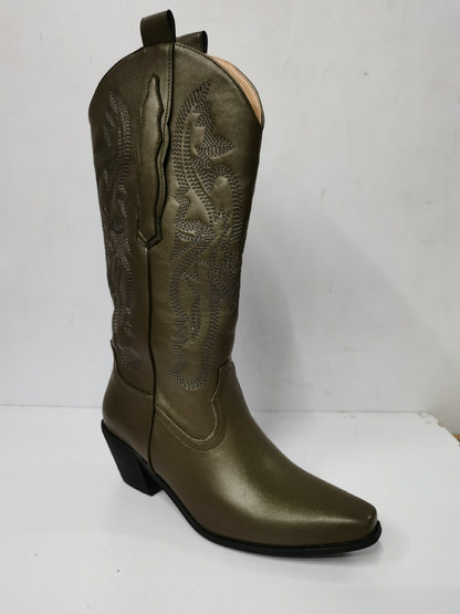 Embroidered Pointed Toe Thick Heel Western Boots – Sienna Noosa