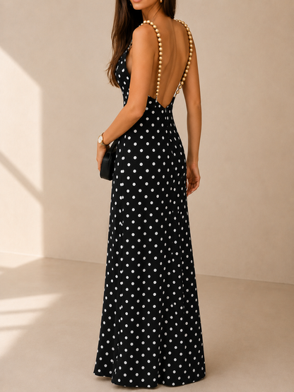 Dalia Nerea Maxi Dress Halter With Details In Contrast