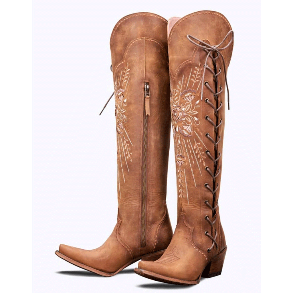 Vintage Embroidered Lace-Up Western Boots – Sienna Noosa