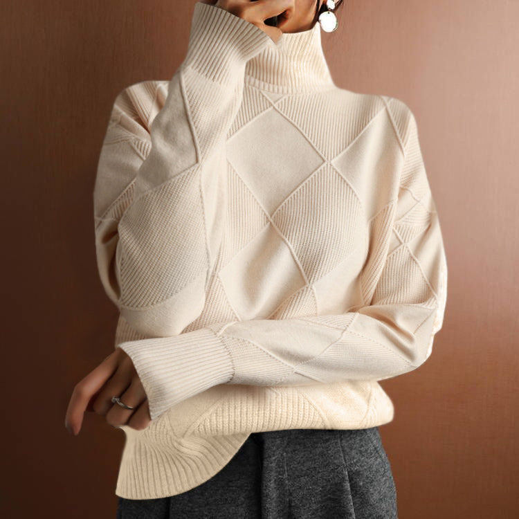 Turtleneck loose lozenge long-sleeved winter sweater – Sienna Noosa