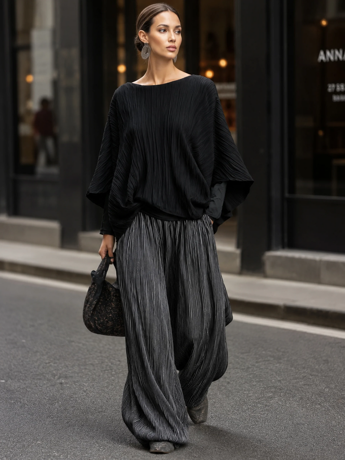 Azucena Relaxed Pleated Batwing Top and Wide Leg Pants Two-Piece Set – Sienna Noosa