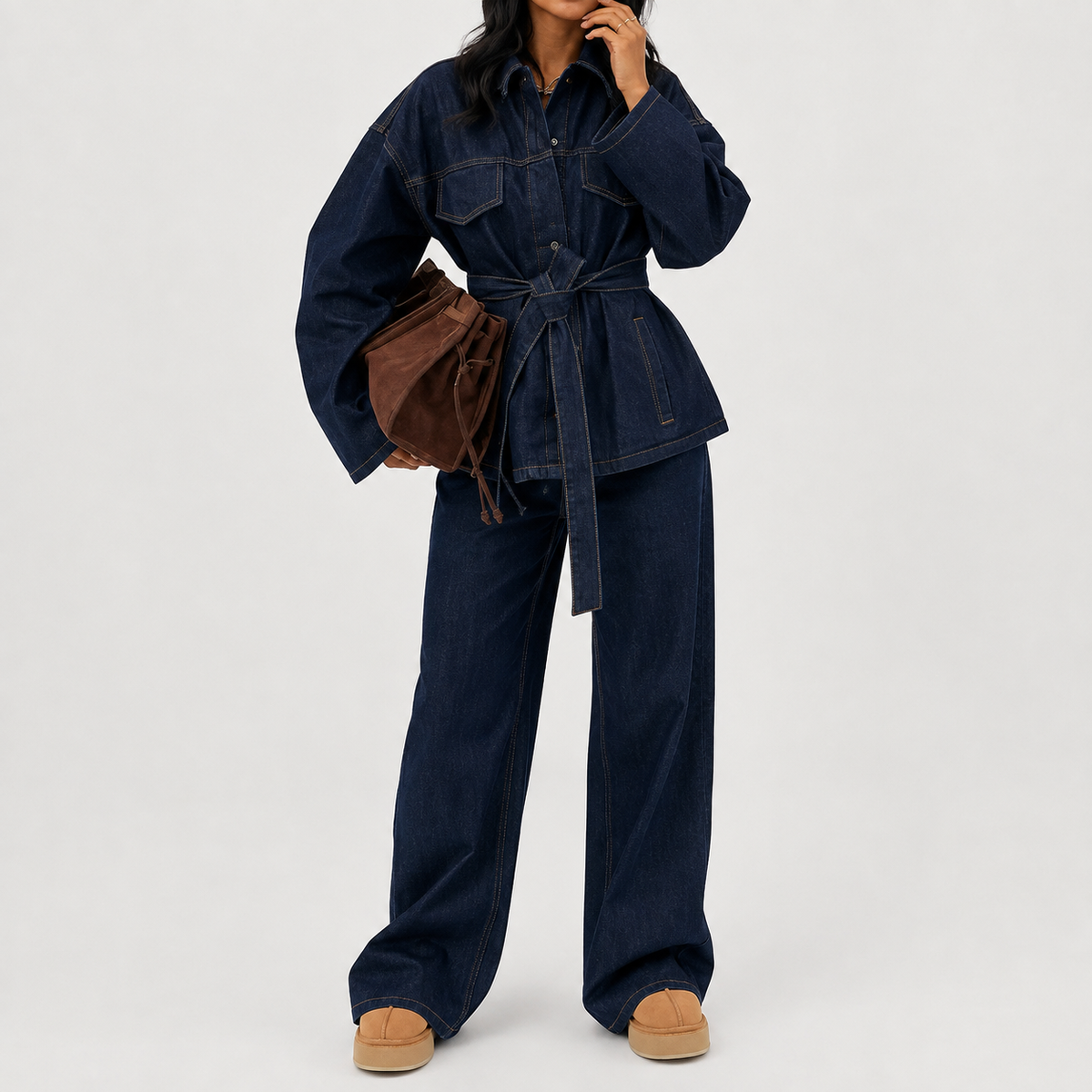 Clara Blouse Denim Asymmetric With Sleeves Sheer – Sienna Noosa