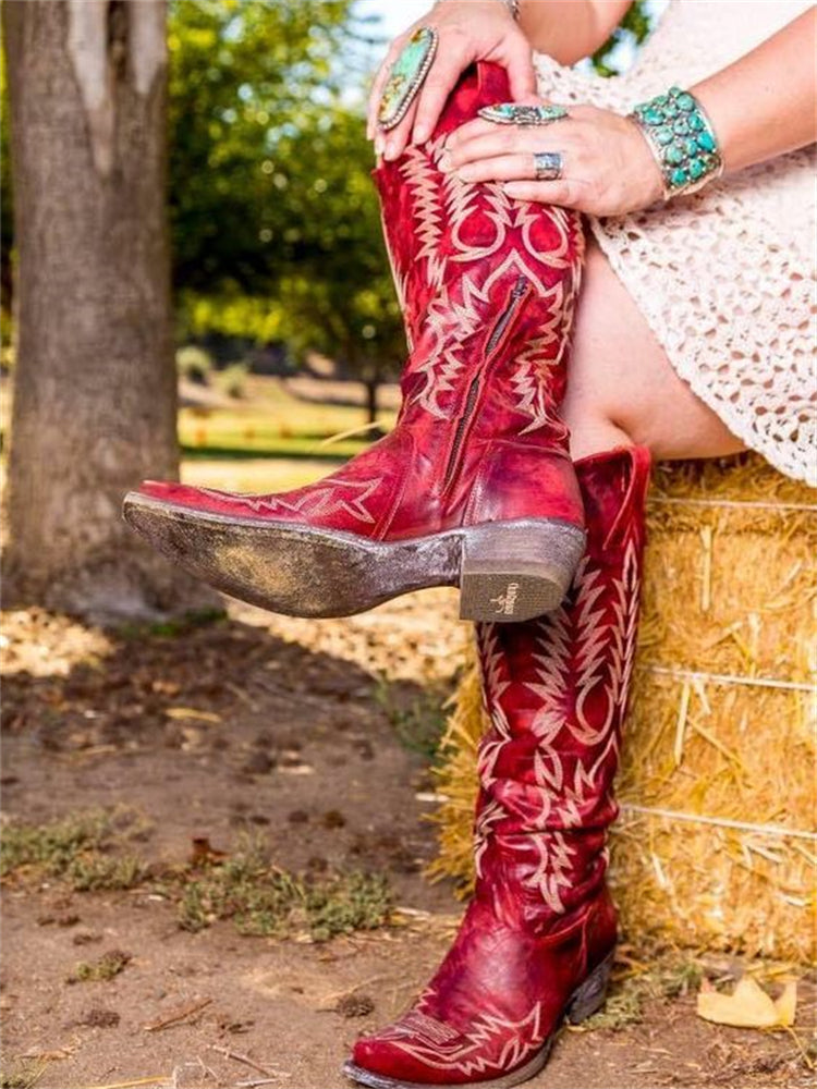 Vintage Western Cowboy Embroidered Knee-High Boots – Sienna Noosa