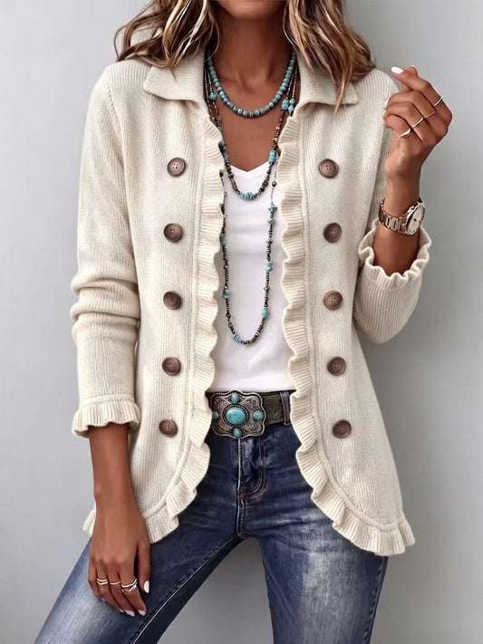Adelina Jacket Knit Marfil With Ruffles – Sienna Noosa