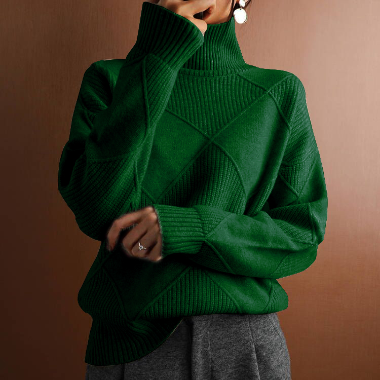 Turtleneck loose lozenge long-sleeved winter sweater – Sienna Noosa