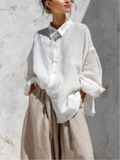 Bianca Casual White Long Sleeve Shirt and Khaki Trousers Set – Sienna Noosa