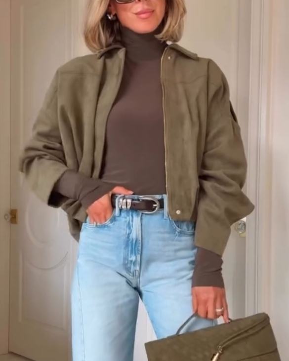 Womens Suede Lapel Pilot Cropped Jacket – Sienna Noosa