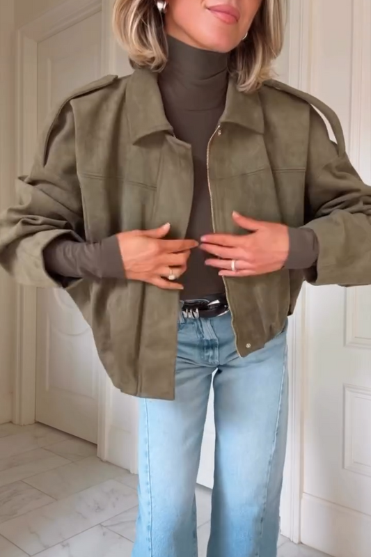 Womens Suede Lapel Pilot Cropped Jacket – Sienna Noosa