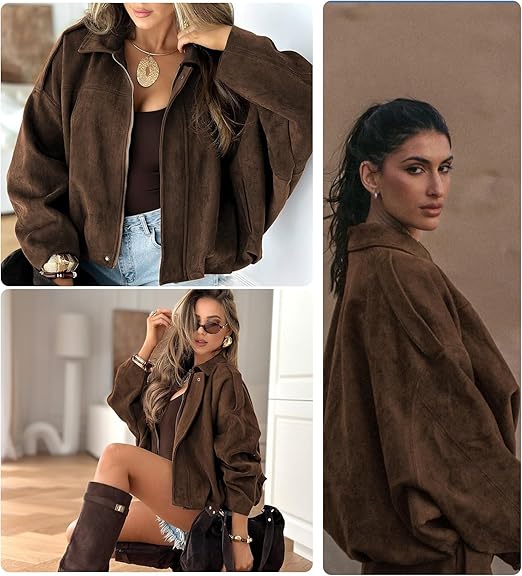 Womens Suede Lapel Pilot Cropped Jacket – Sienna Noosa