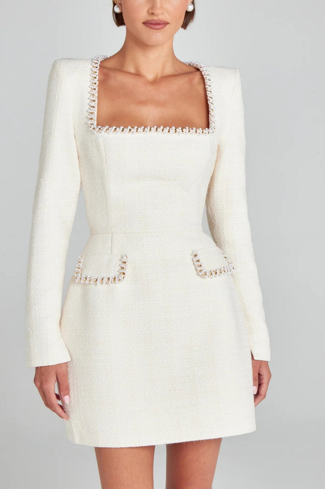 Exquisite And Playful Pearl Trim Pocket Mini Dress – Sienna Noosa
