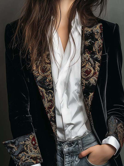 Mens Black Baroque Print Lapel Slim Fit Blazer – Sienna Noosa