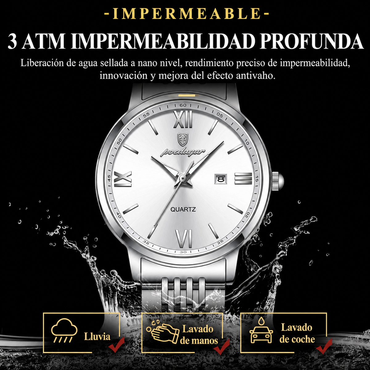 Lorena Reloj Elegant Acero Inoxidable With Fecha – Sienna Noosa
