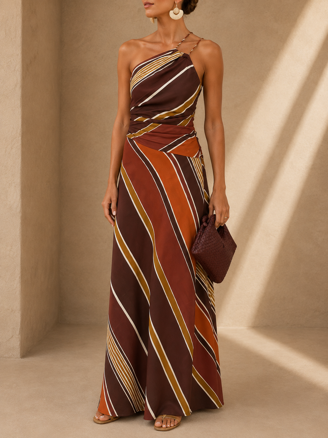 Alcira Elena Maxi Dress Halter With Waist Gathered