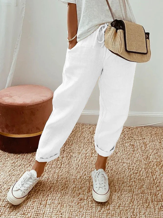 Solid Color Insert Pocket Drawstring Casual Pants – Sienna Noosa