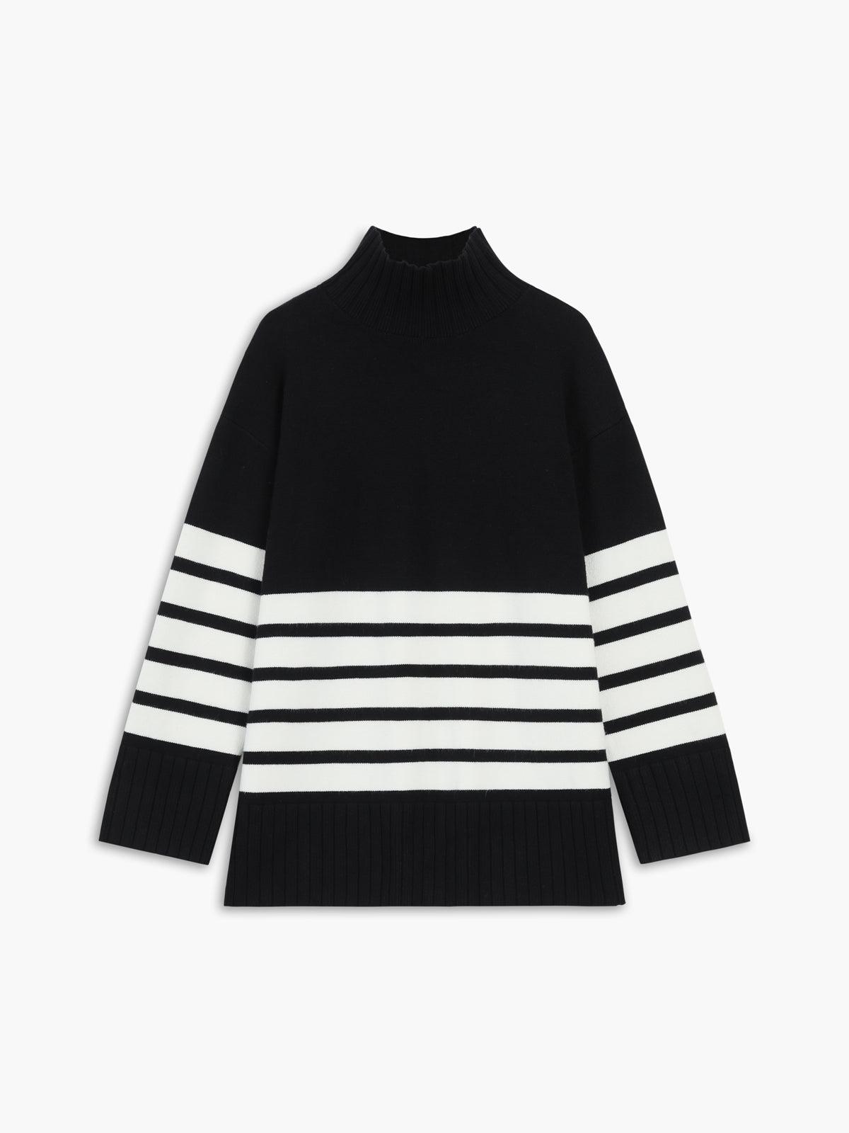 Miss Paris Mockneck Stripe Sweater – Sienna Noosa