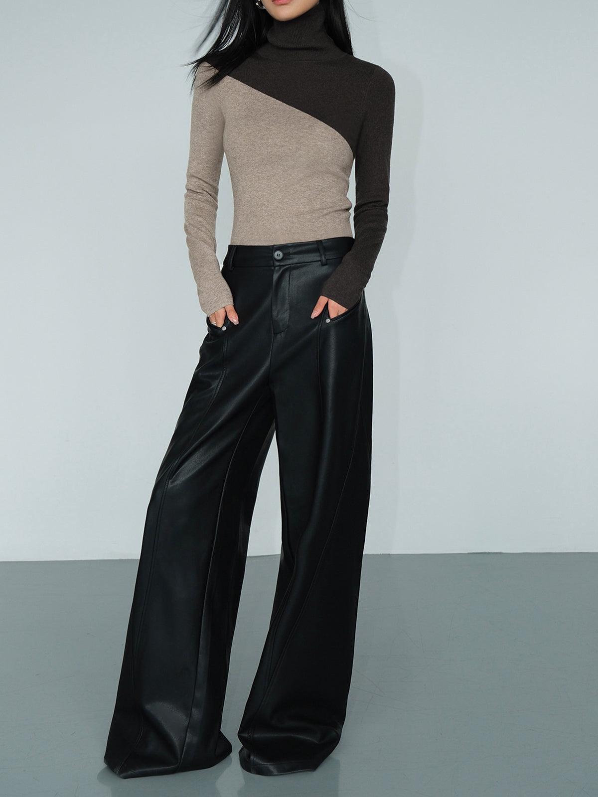 Asymmetric Patchwork Long Sleeve Mock Neck Knit Top – Sienna Noosa