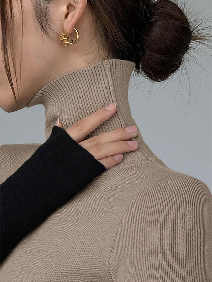 Asymmetric Patchwork Long Sleeve Mock Neck Knit Top – Sienna Noosa