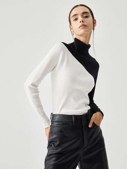 Asymmetric Patchwork Long Sleeve Mock Neck Knit Top – Sienna Noosa