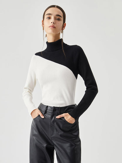 Asymmetric Patchwork Long Sleeve Mock Neck Knit Top – Sienna Noosa