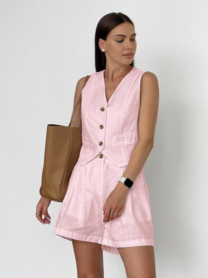 Cotton & Linen Casual Tailored Shorts Set – Sienna Noosa