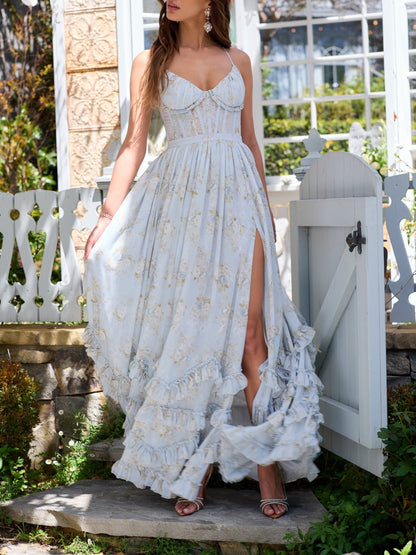 Floral Frill Split Maxi Dress – Sienna Noosa