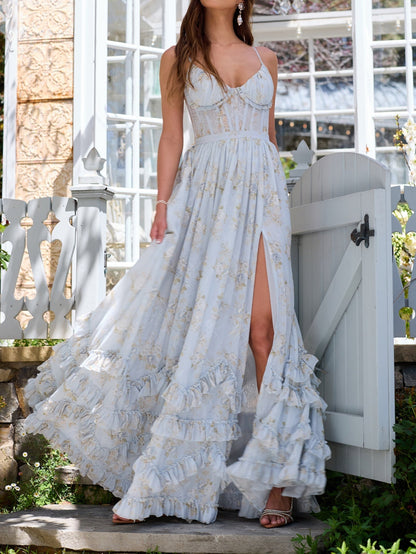 Floral Frill Split Maxi Dress – Sienna Noosa