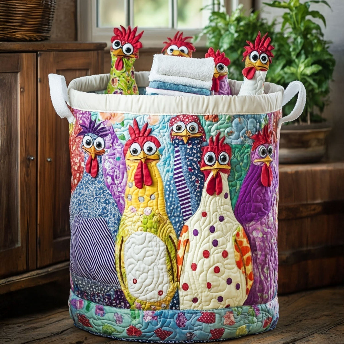 Clara Quilted Laundry Basket Hens – Sienna Noosa