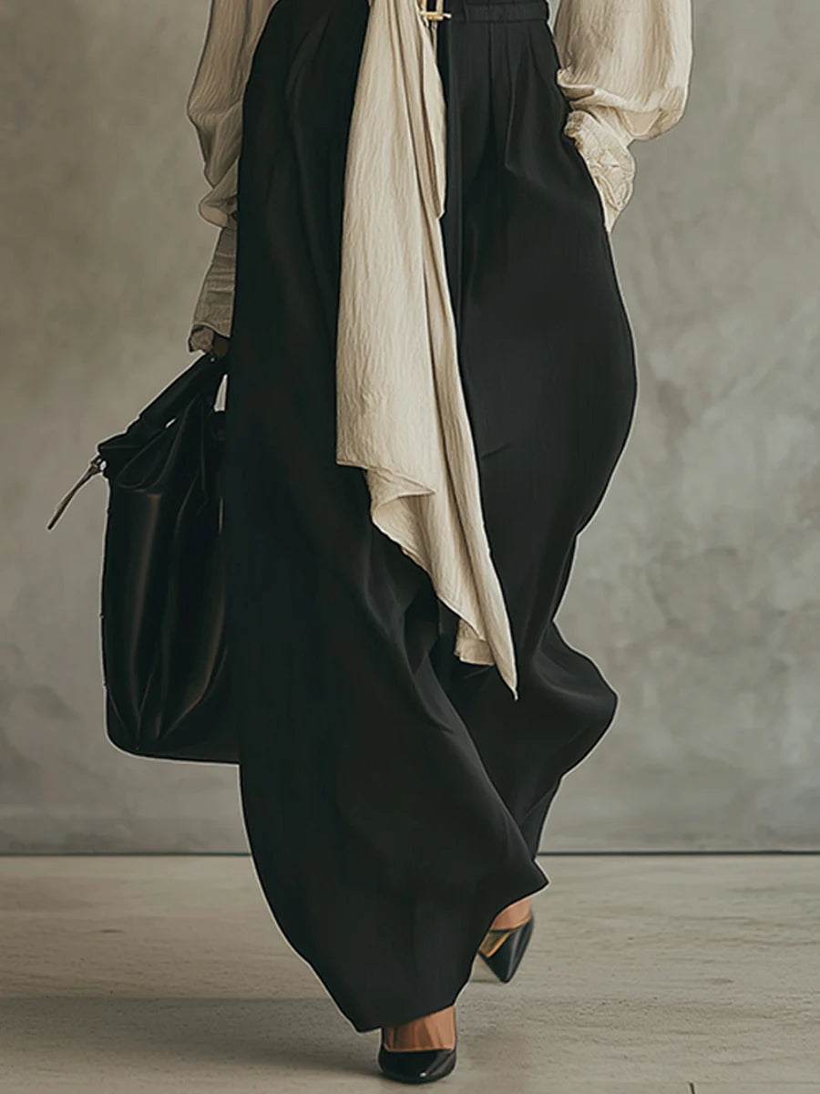 Beige Lace Up Shirt and Black Trousers Set – Sienna Noosa