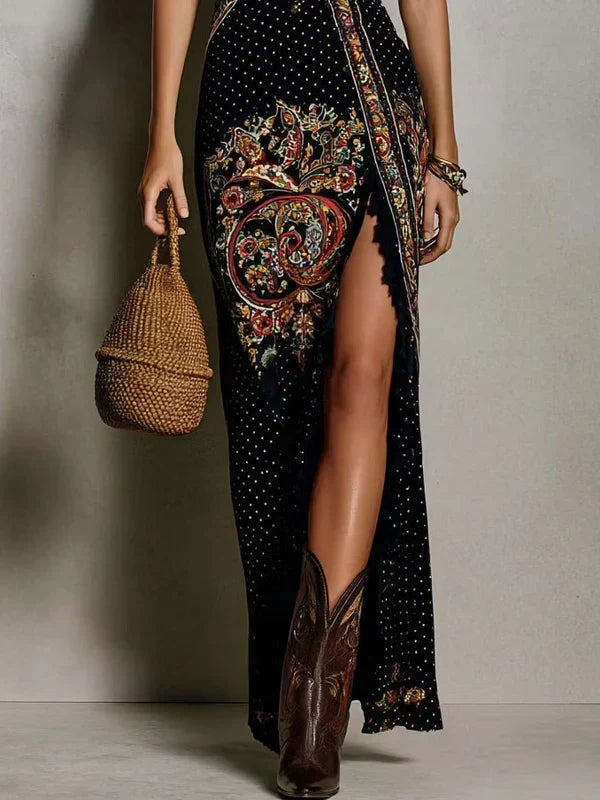 Olivia Dress Chic Black And Red With Print Floral And Ruffles In Hem – Sienna Noosa