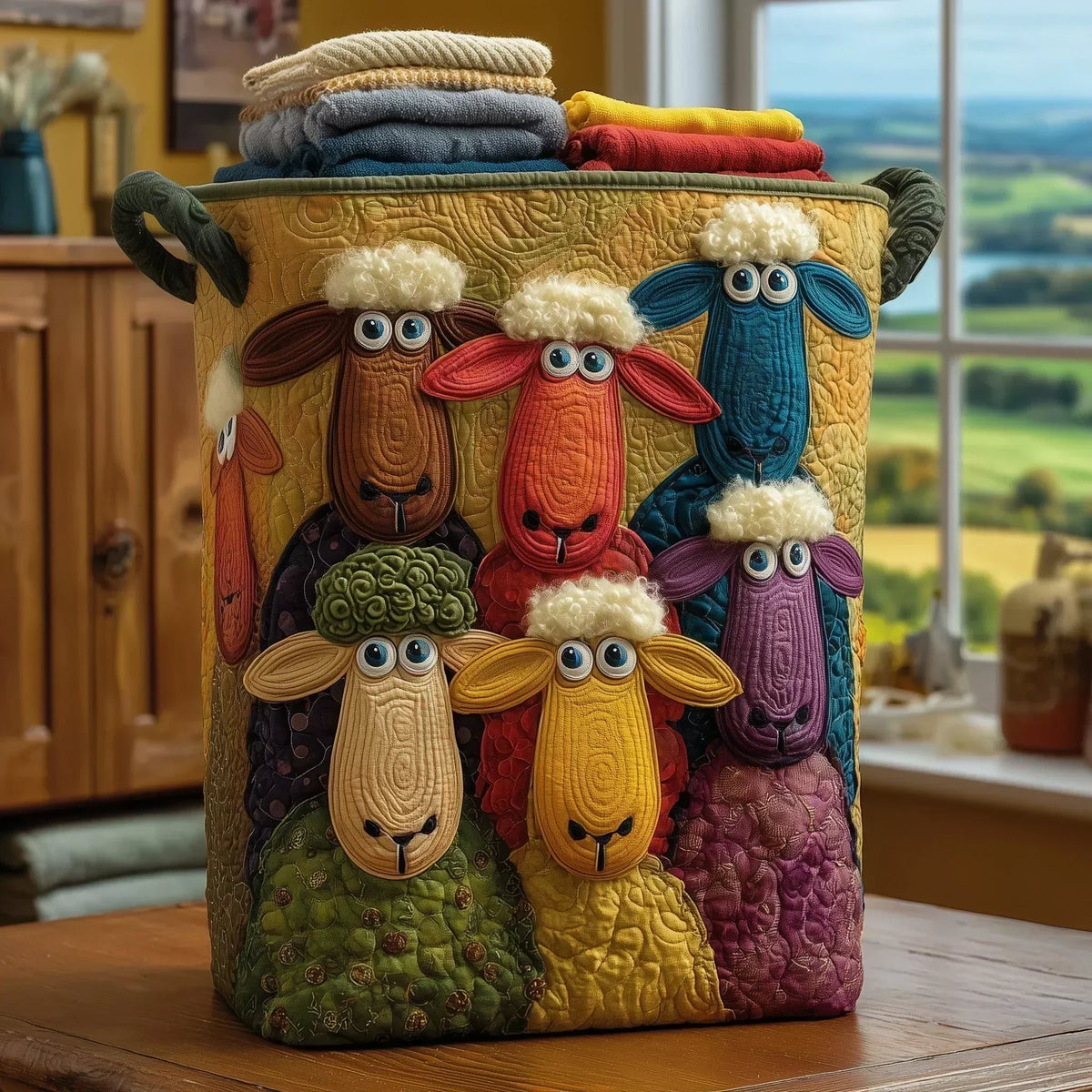 Berta Quilted Laundry Basket Sheep de Colores – Sienna Noosa