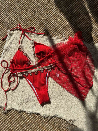 Sexy Starfish Tassel Tulle Skirt Three-Piece Bikini Set – Sienna Noosa