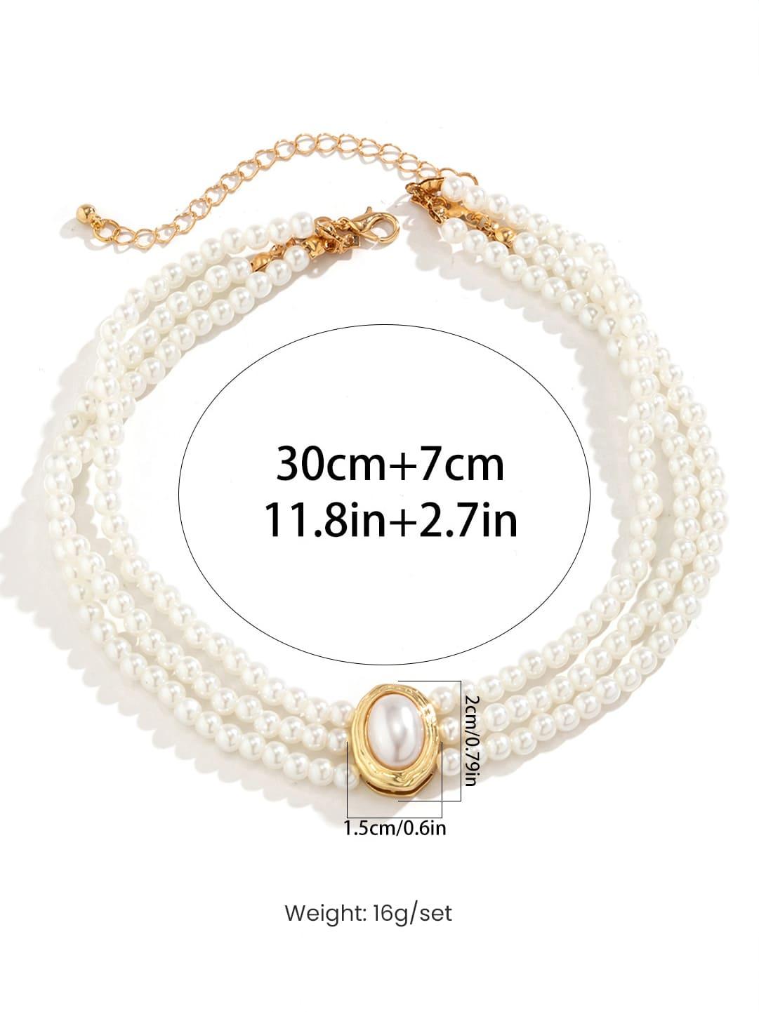 Short faux pearl and turquoise bead necklace – Sienna Noosa