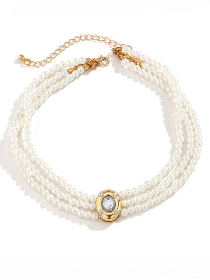 Short faux pearl and turquoise bead necklace – Sienna Noosa