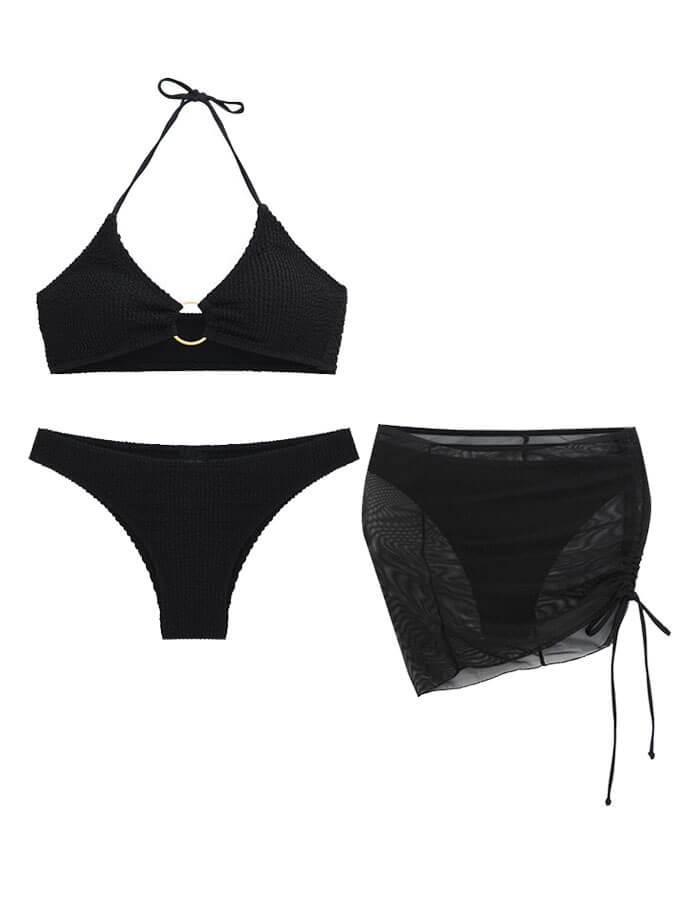 Solid Color Sexy Halterneck Three-Piece Swimsuit Bikini – Sienna Noosa